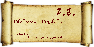 Pákozdi Bogát névjegykártya